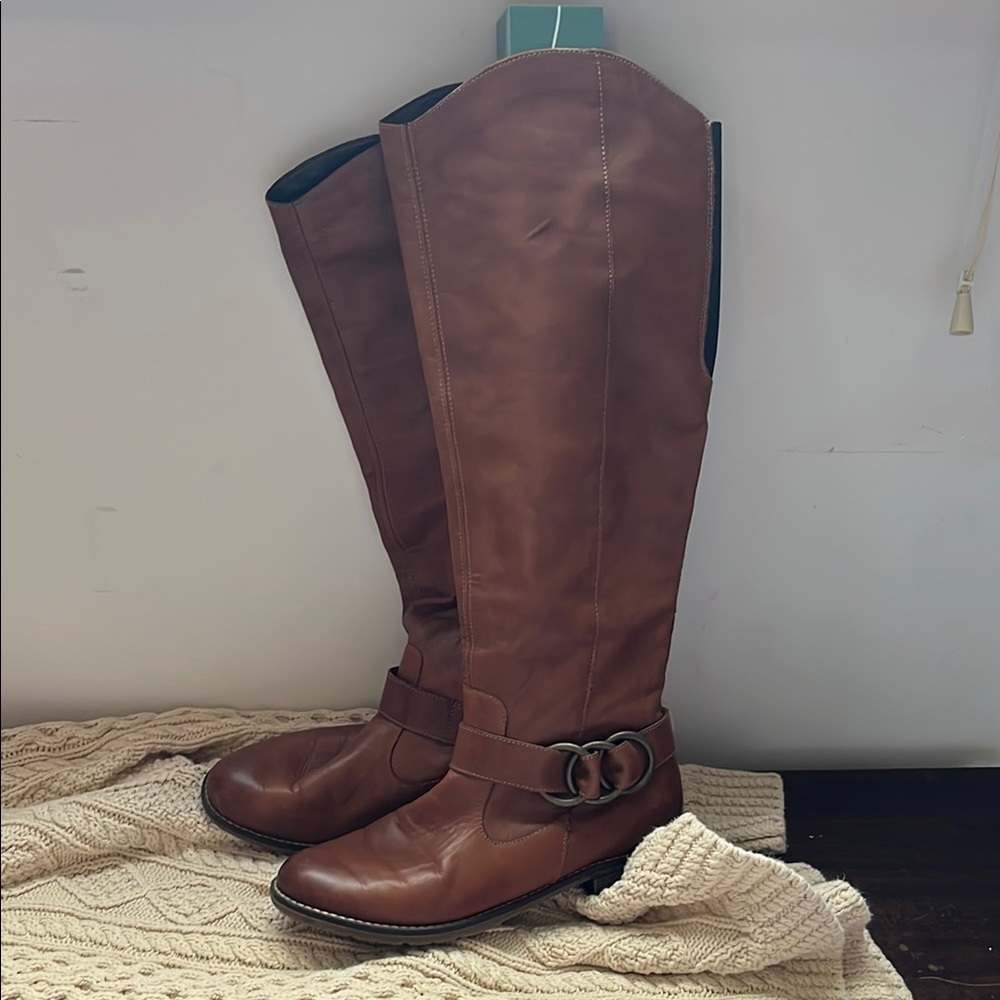 Brown Leather Knee-High Boots